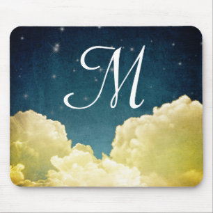 Celestial View Stars and Clouds Initial Mouse Pad