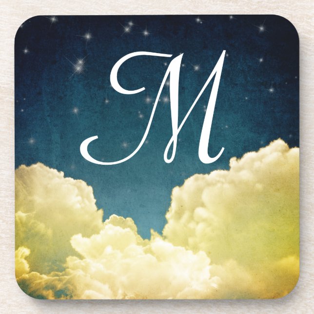 Celestial View Stars Monogram Drink Coaster (Front)