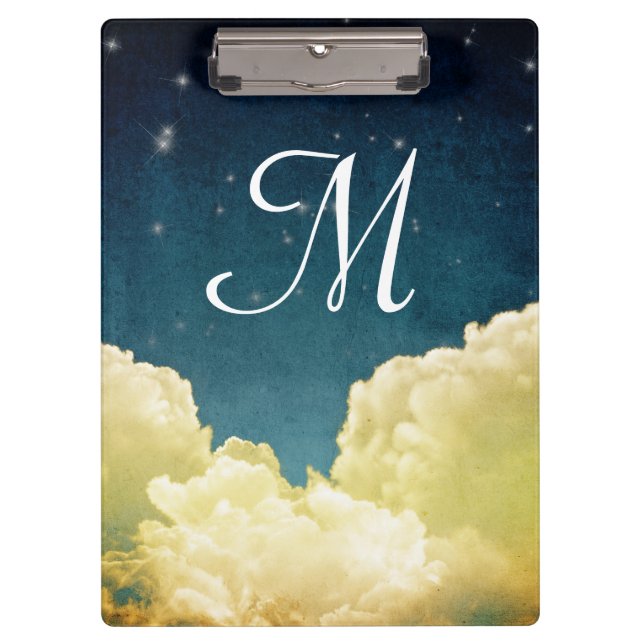 Celestial View Stars Monogram Initial Clip Board (Front)