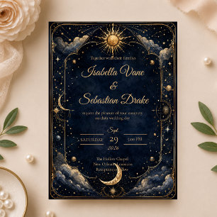 Celestial Vintage Astrology Wedding Invitation