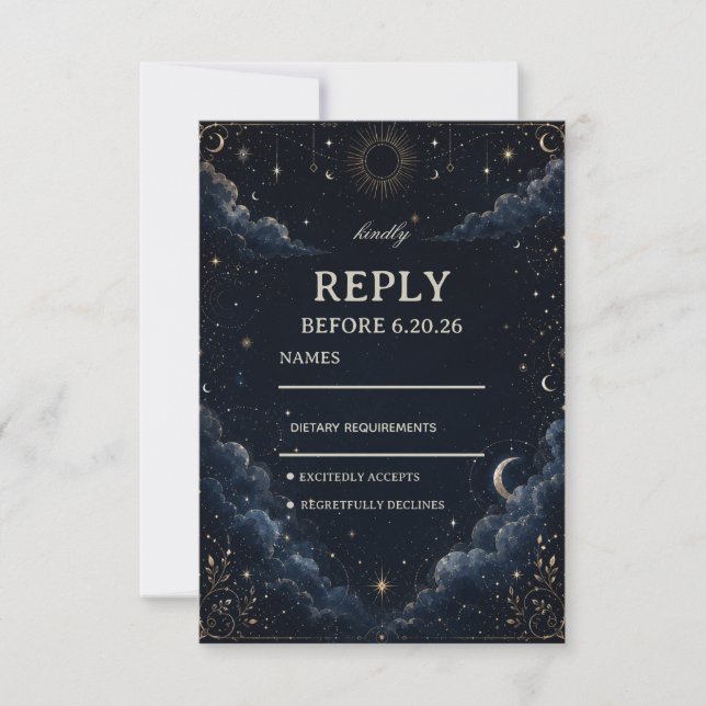 Celestial Vintage Cosmic Elegant RSVP Card (Front)