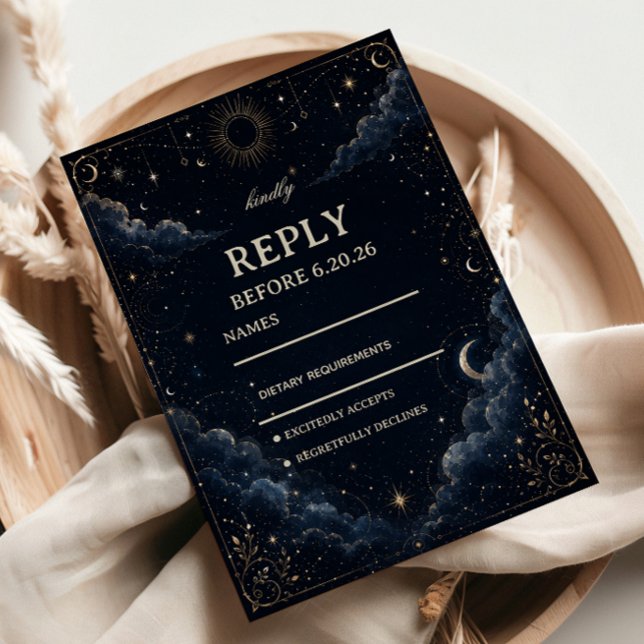 Celestial Vintage Cosmic Elegant RSVP Card (Creator Uploaded)