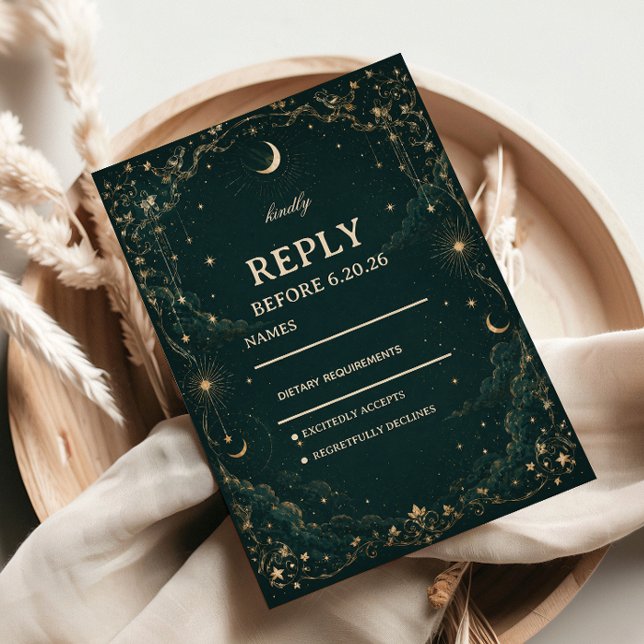 Celestial Vintage Cosmic Elegant RSVP Card (Creator Uploaded)