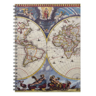 Celestial Vintage World Map Notebook
