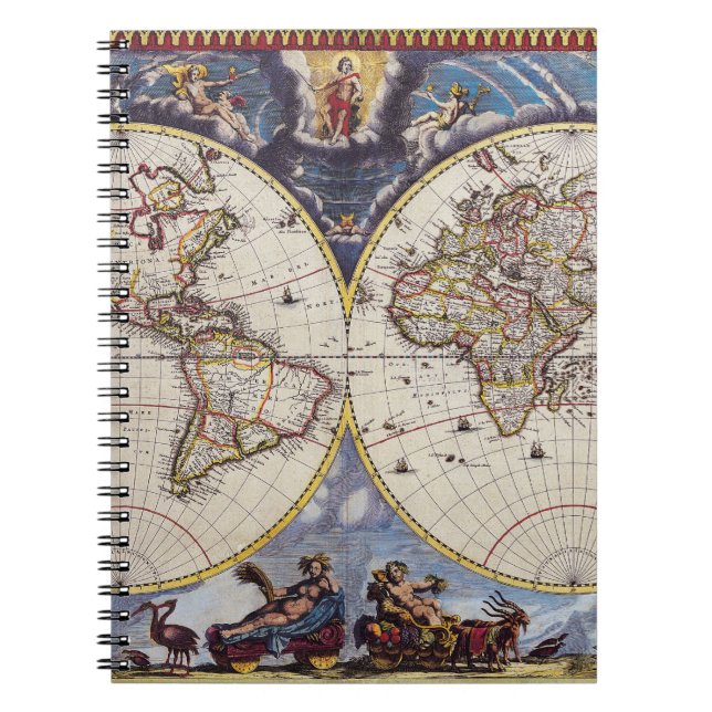 Celestial Vintage World Map Notebook (Front)