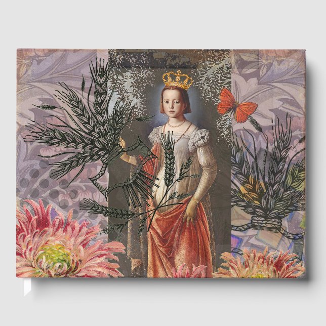 Celestial Virgo Goddess Collage: Vintage Celestial Guest Book (Front)