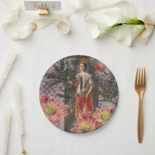 Celestial Virgo Goddess Collage: Vintage Celestial Paper Plate