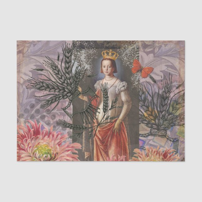 Celestial Virgo Goddess Collage: Vintage Celestial Tissue Paper (Front)