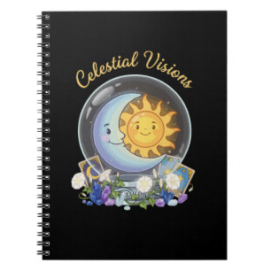 Celestial Visions Cute Sun and Moon Tarot Crysta Notebook