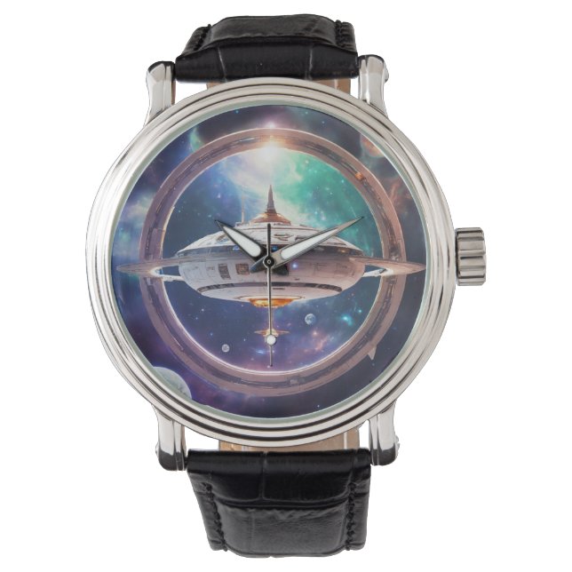 Celestial Voyage: Gravity-Inspired Spaceship Orbit Watch (Front)