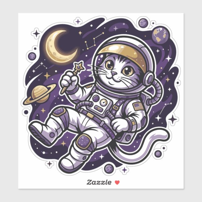 Celestial Voyager: Purple Astronaut Cat Space Masc (Sheet)