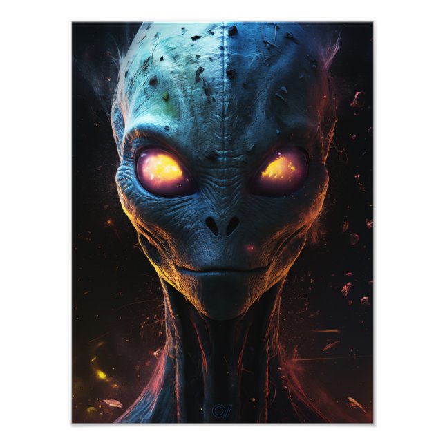Celestial Watcher with Glowing Eyes Photo Print (Front)