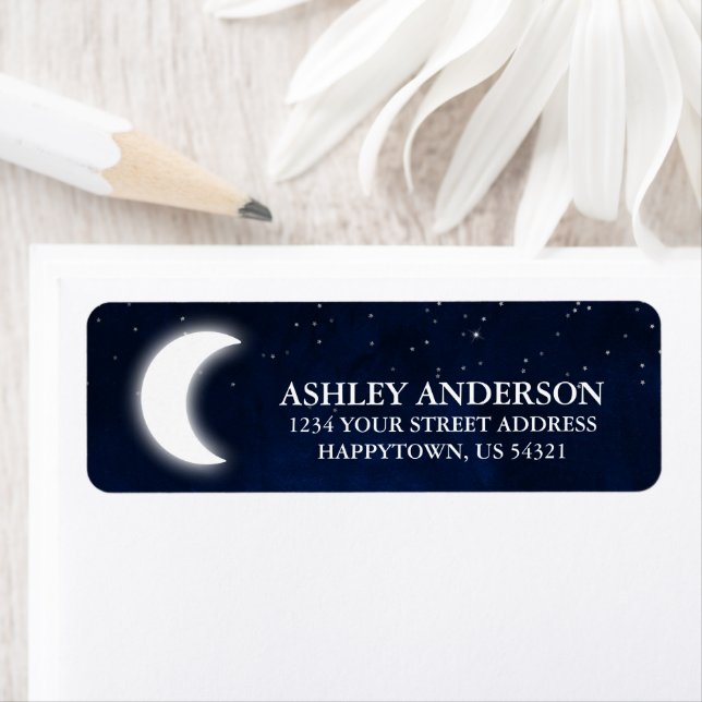 Celestial Watercolor Blue Sky Moon Stars (Insitu)