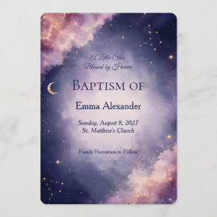Celestial Watercolor First Holy Communion Invitation