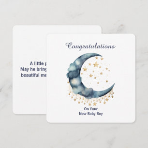 Celestial Watercolor Moon & Stars Invitation