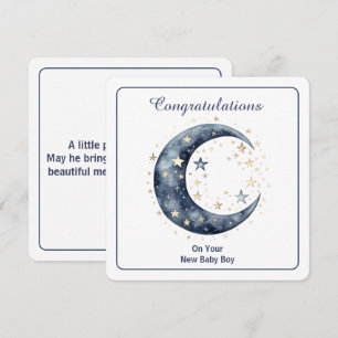 Celestial Watercolor Moon & Stars Invitation