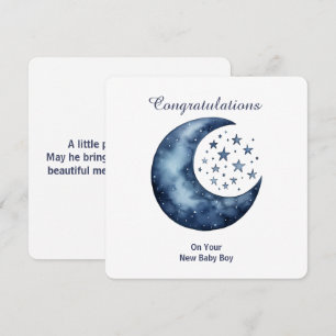 Celestial Watercolor Moon & Stars Invitation
