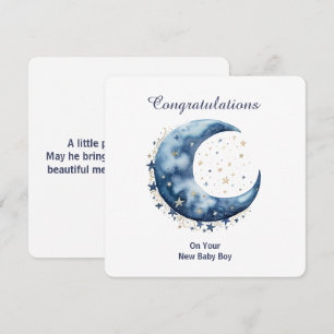 Celestial Watercolor Moon & Stars Invitation