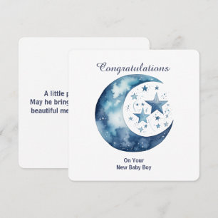 Celestial Watercolor Moon & Stars Invitation
