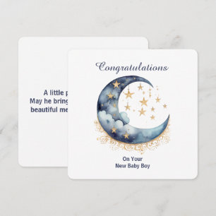 Celestial Watercolor Moon & Stars Invitation