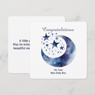 Celestial Watercolor Moon & Stars Invitation