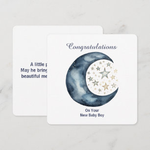 Celestial Watercolor Moon & Stars Invitation