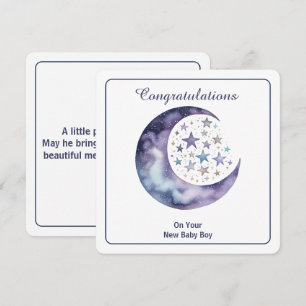 Celestial Watercolor Moon & Stars Invitation