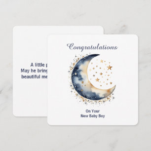 Celestial Watercolor Moon & Stars Invitation