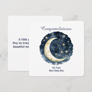 Celestial Watercolor Moon & Stars Invitation
