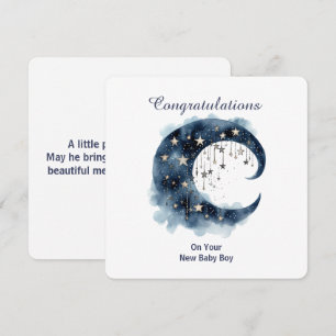 Celestial Watercolor Moon & Stars Invitation