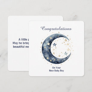 Celestial Watercolor Moon & Stars Invitation