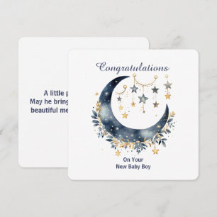 Celestial Watercolor Moon & Stars Invitation