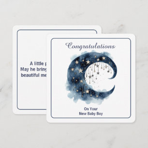 Celestial Watercolor Moon & Stars Invitation