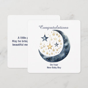 Celestial Watercolor Moon & Stars Invitation