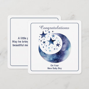 Celestial Watercolor Moon & Stars Invitation