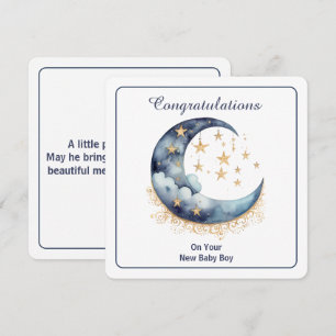 Celestial Watercolor Moon & Stars Invitation