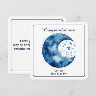 Celestial Watercolor Moon & Stars Invitation
