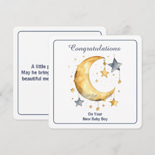 Celestial Watercolor Moon & Stars Invitation