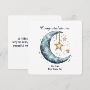 Celestial Watercolor Moon & Stars Invitation