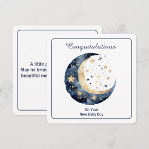 Celestial Watercolor Moon & Stars Invitation