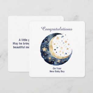 Celestial Watercolor Moon & Stars Invitation