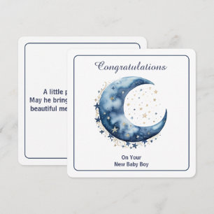 Celestial Watercolor Moon & Stars Invitation