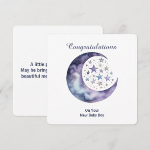 Celestial Watercolor Moon & Stars Invitation