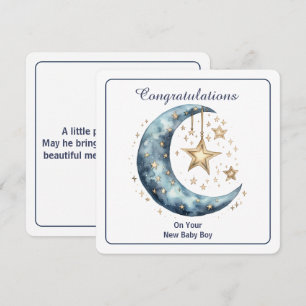 Celestial Watercolor Moon & Stars Invitation