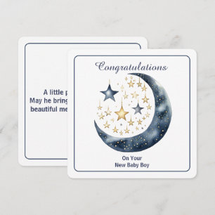 Celestial Watercolor Moon & Stars Invitation