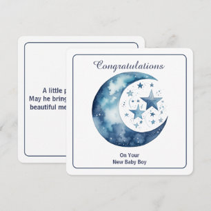 Celestial Watercolor Moon & Stars Invitation