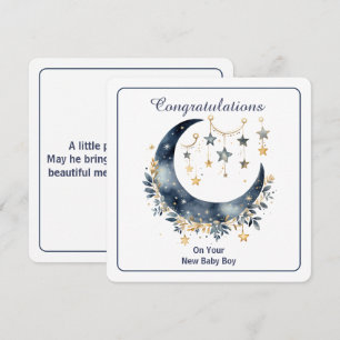 Celestial Watercolor Moon & Stars Invitation