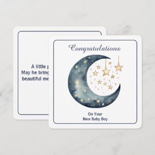 Celestial Watercolor Moon & Stars Invitation