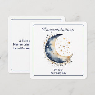 Celestial Watercolor Moon & Stars Invitation