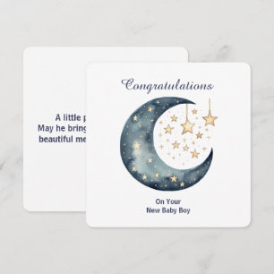 Celestial Watercolor Moon & Stars Invitation